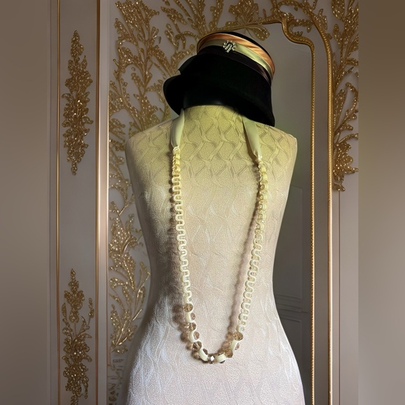 Chico's Jewelry - Chico's Cream Velvet Satin Ribbon Beaded Sautoir Necklace